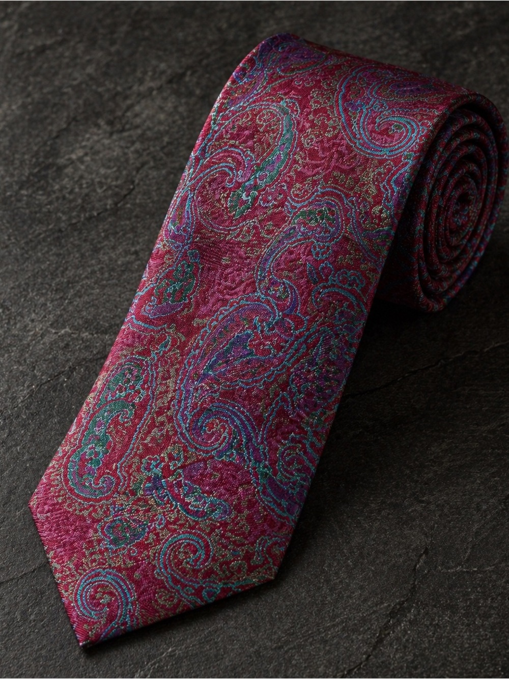GIVENCHY Monsieur Silk Paisley Tie — Burgundy Jewel Tone | Paris Luxury Classic